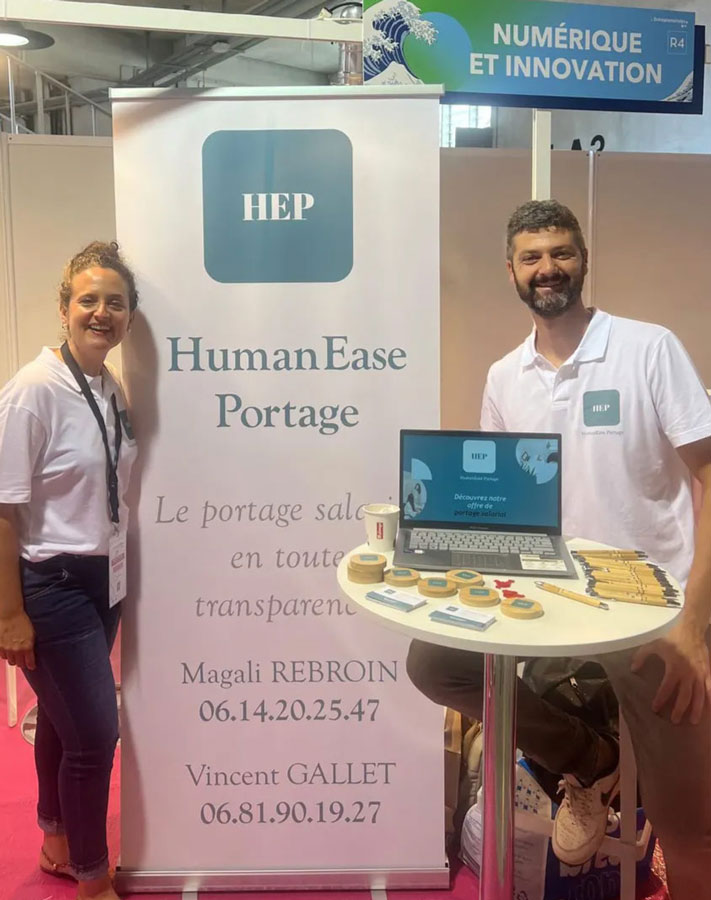 Magali Rebroin et Vincent Gallet, les fondateurs de HumanEase Portage.